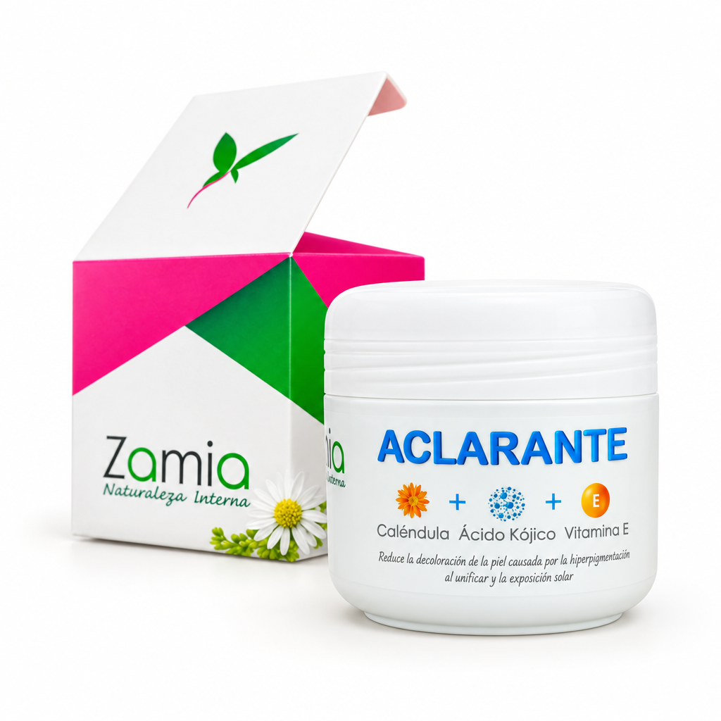 Crema Zamia con su caja sobre fondo limpio