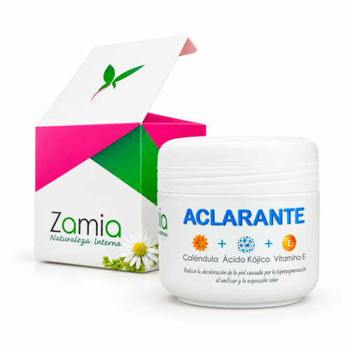 Crema Zamia con su caja sobre fondo limpio
