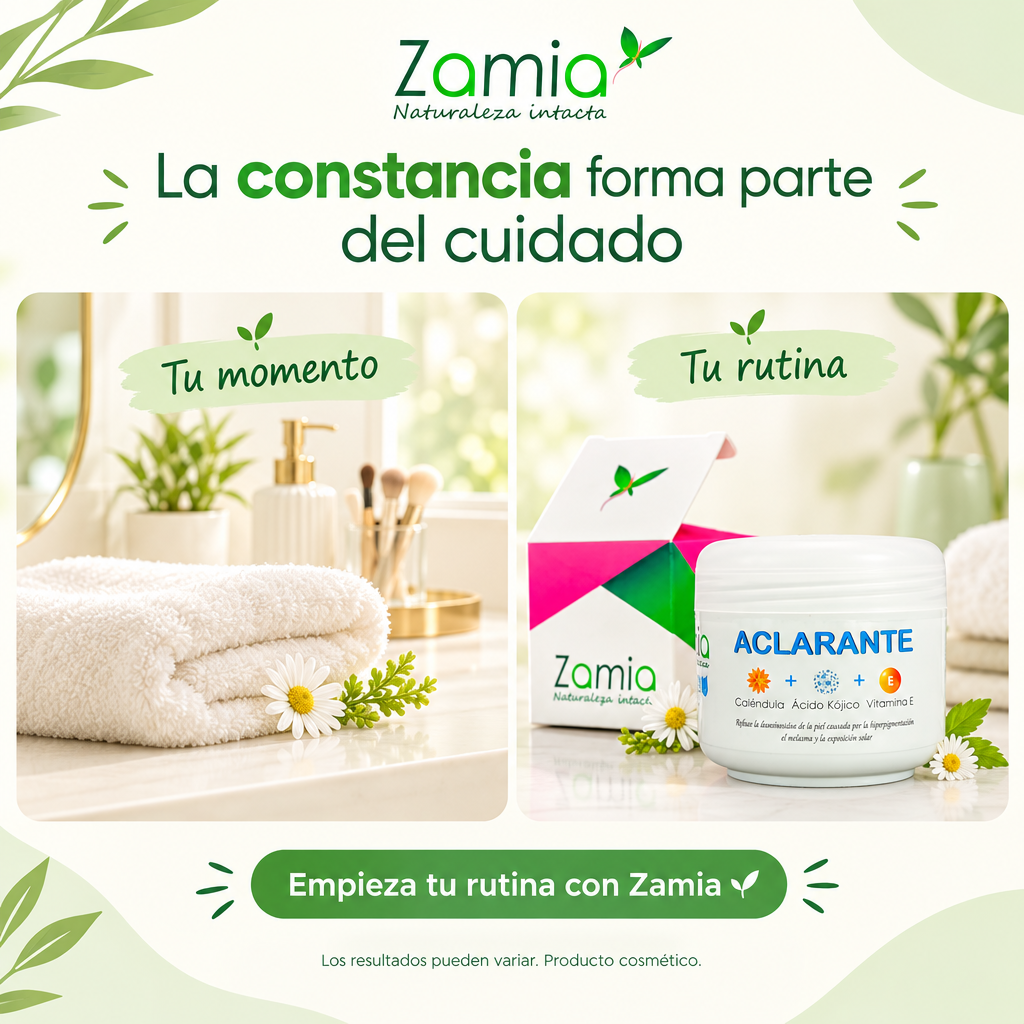Rutina de cuidado con crema Zamia